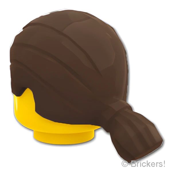 LEGO® パーツ 6104426/6451125 ミニフィグ ヘア - 一本縛りのオールバック：[Dark Brown / ダークブラウン] 17630-308 