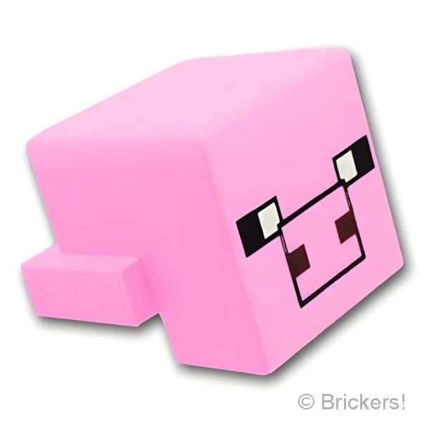 LEGO® レゴ パーツ 6529878 ピクセルの豚（輪郭黒） - マインクラフト：[Bright Pink / ブライトピンク] 19727pb015-222 