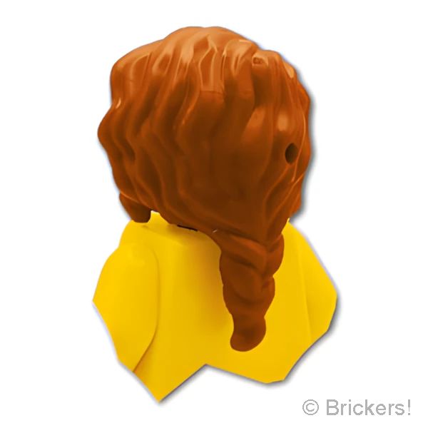 LEGO® パーツ 6409765 ミニドール ヘア - 右分けのウェーブにゆるい三つ編み：[Dark Orange / ダークオレンジ] 2640-038 