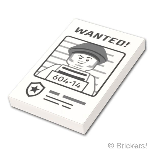 LEGO® パーツ 6530109 タイル 2 x 3 - WANTED! 囚人番号 604-14 指名手配書：[White / ホワイト] 26603pb520-001 