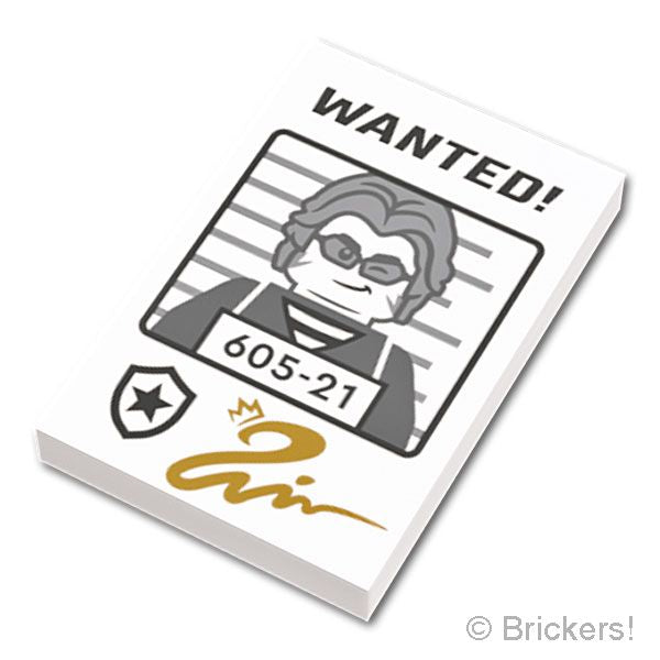 LEGO® パーツ 6593160 タイル 2 x 3 - WANTED! 囚人番号 605-21 指名手配書 ゴールドスネークサイン：[White / ホワイト] 26603pb601-001 