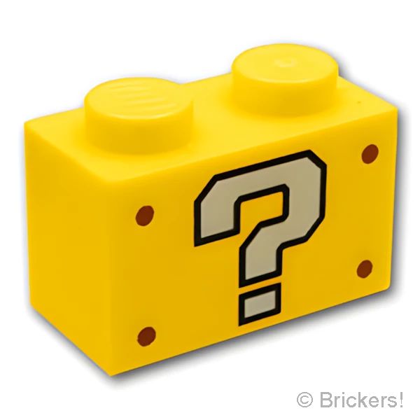 LEGO® パーツ 6353866 ブロック 1 x 2 - クエスチョンマークパターン：[Yellow / イエロー] 3004pb246-024 の商品ページ｜レゴ®パーツ バラ売りのブリッカーズ