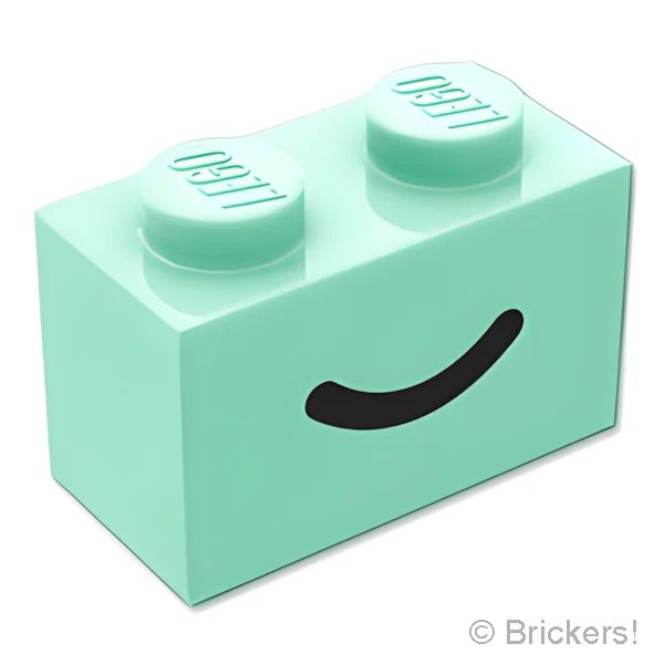 LEGO® パーツ 6431713 ブロック 1 x 2 - スマイル ラインパターン：[Light Aqua / ライトアクア] 3004pb302-323 の商品ページ｜レゴ®パーツ バラ売りのブリッカーズ