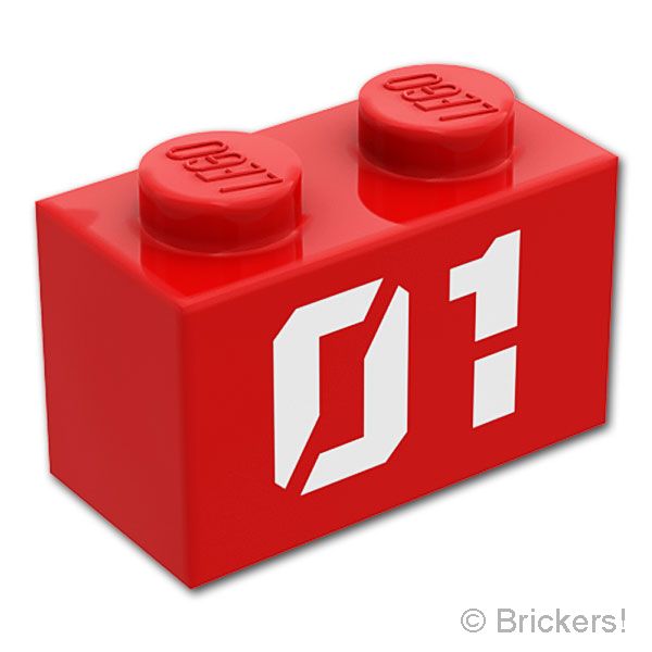 LEGO® パーツ 6465542 ブロック 1 x 2 - 「01」：[Red / レッド] 3004pb327-021 