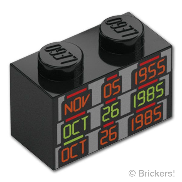 LEGO® パーツ 6585376 ブロック 1 x 2 - タイムサーキット バック・トゥ・ザ・フューチャー：[Black / ブラック] 3004pb370-026 