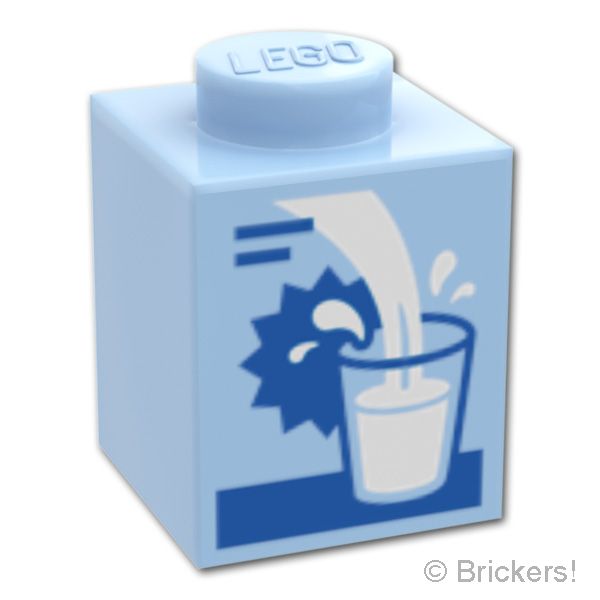 LEGO® パーツ 6575292 ブロック 1 x 1 - ミルクパック：[Bt,Lt Blue / ブライトライトブルー] 3005pb075-212 