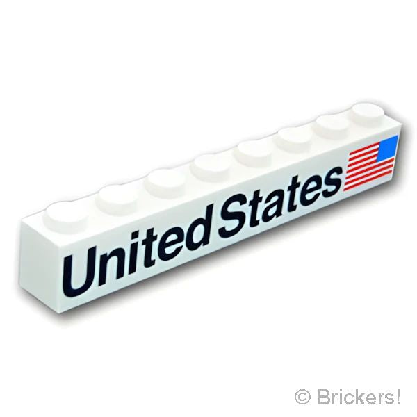 LEGO® パーツ 6343011 ブロック 1 x 8 - United States アメリカ国旗 右：[White / ホワイト] 3008pb171R-001 の商品ページ｜レゴ®パーツ バラ売りのブリッカーズ