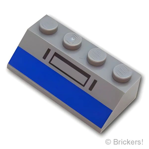 LEGO® パーツ 6328203 スロープ 45°2 x 4 - ブルーストライプとハッチ：[Light Bluish Gray / グレー] 3037pb062-194 の商品ページ｜レゴ®パーツ バラ売りのブリッカーズ