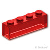 ブロック 1 x 4 - ボトムチューブ無し：[Tr,Red / トランスレッド]