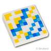 タイル 2 x 2 - ピクセルの黄と青の模様(マインクラフト)：[White / ホワイト]