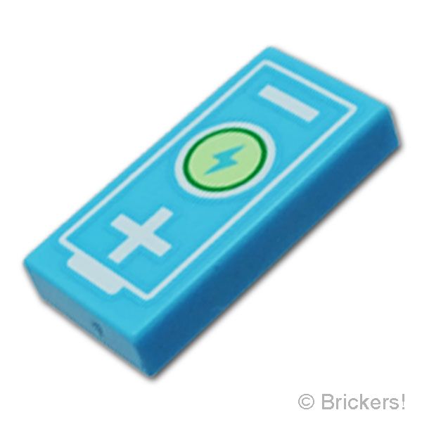 LEGO® パーツ 6588038 タイル 1 x 2 - 電気自動車用バッテリー：[Md,Azure / ミディアムアズール] 3069pb1455-156 