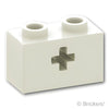 テクニック ブロック 1 x 2 - 軸穴：[White / ホワイト]