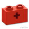 テクニック ブロック 1 x 2 - 軸穴：[Red / レッド]