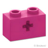 テクニック ブロック 1 x 2 - 軸穴：[Magenta / マゼンタ]