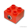 デュプロ ブロック 2 x 2 カーブハイライトスモールアイ パターン(両面)：[Red / レッド]