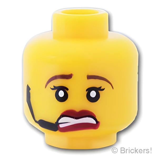 LEGO® パーツ 4528207 ミニフィグ デュアルヘッド - ヘッドセット女性のスマイル / 嫌がる顔：[Yellow / イエロー] 3626pb0295-024 