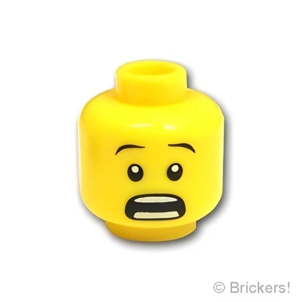 LEGO® パーツ 4570027 ミニフィグ デュアルヘッド - 細眉の笑顔 / 驚き顔：[Yellow / イエロー] 3626pb0333-024 