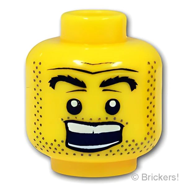 LEGO® パーツ 4542174 ミニフィグ デュアルヘッド - 無精ひげの悪だくみの笑顔 / 驚いた顔：[Yellow / イエロー] 3626pb0356-024 