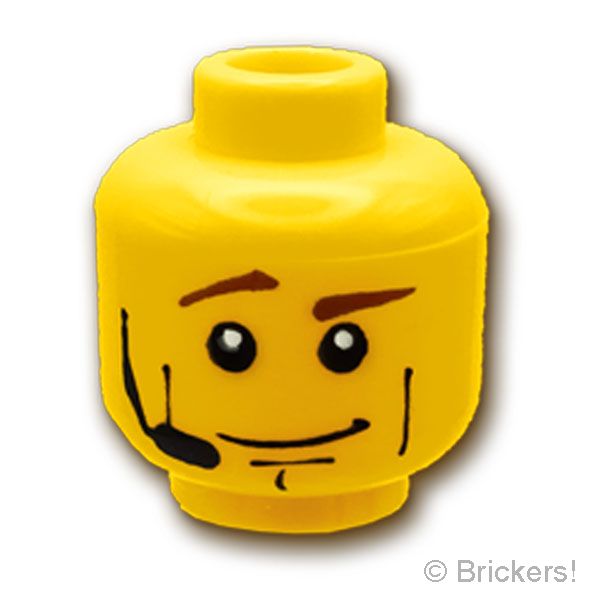 LEGO® パーツ 4551220 ミニフィグ ヘッド - インカムを付けた男性：[Yellow / イエロー] 3626pb0360-024 