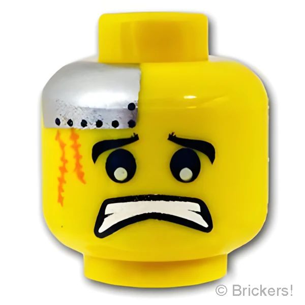 LEGO® パーツ 4542171 ミニフィグ デュアルヘッド - サイボーグ / 困り顔：[Yellow / イエロー] 3626pb0361-024 