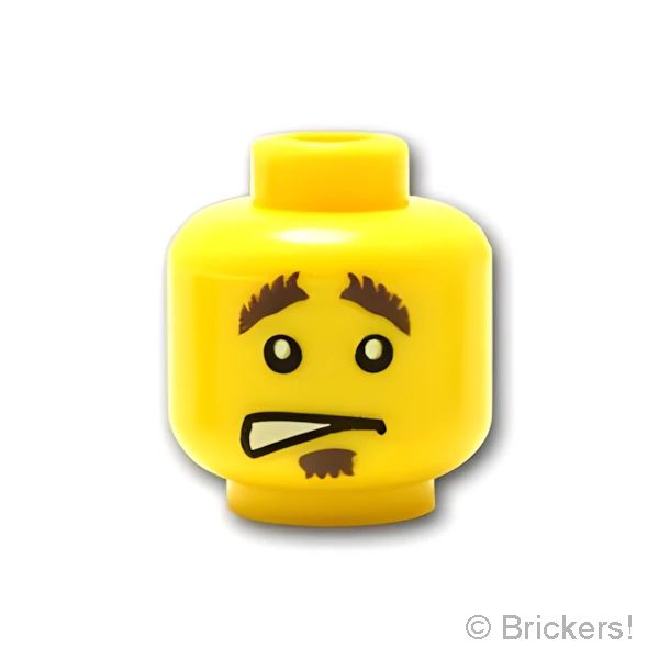 LEGO® パーツ 4552666/6004602 ミニフィグ デュアルヘッド - ゲジ眉とヤギひげのスマイル / いやそうな顔：[Yellow / イエロー] 3626pb0363-024 