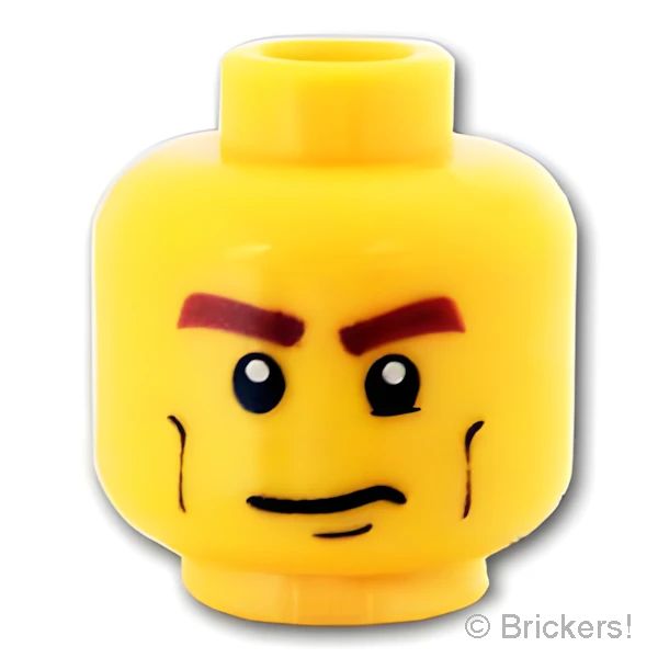 LEGO® パーツ 4570009 ミニフィグ デュアルヘッド - 茶色眉毛の怖がる顔 / 茶色眉毛の無表情：[Yellow / イエロー] 3626pb0396-024 