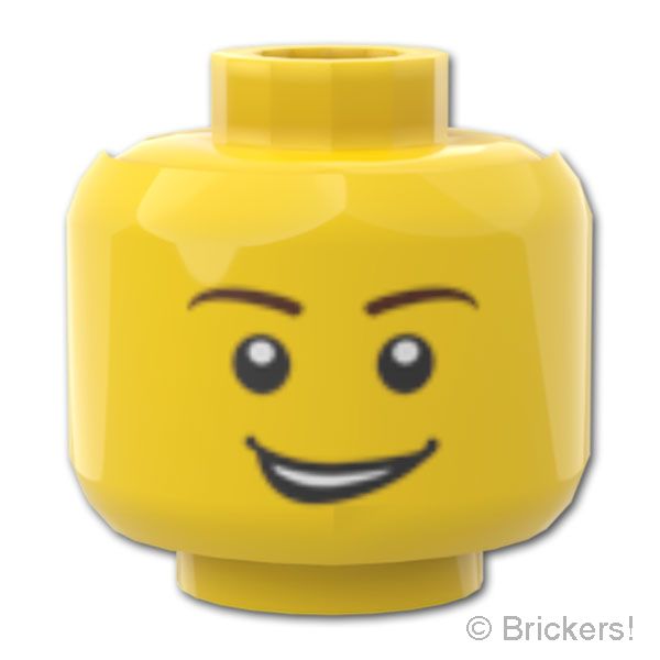 LEGO® パーツ 4570043/4590011/6043859 ミニフィグ ヘッド - 歪んだ笑顔：[Yellow / イエロー] 3626pb0405-024 