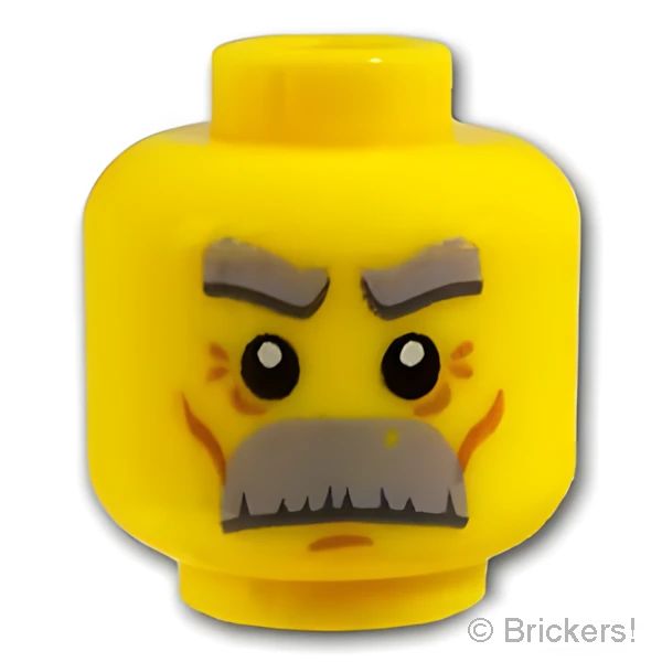 LEGO® パーツ 4623928 ミニフィグ デュアルヘッド - マスタッシュ爺さんの訝しむ顔 / ダンディ顔：[Yellow / イエロー] 3626pb0579-024 