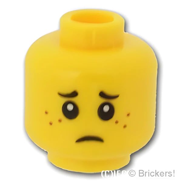 LEGO® パーツ 4623416/6039464 ミニフィグ デュアルヘッド - そばかす笑顔 / 心配そうな顔：[Yellow / イエロー] 3626pb0595-024 