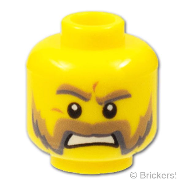 LEGO® パーツ 4651218/6100238 ミニフィグ ヘッド - 太い眉毛の怒った顔：[Yellow / イエロー] 3626pb0639-024 