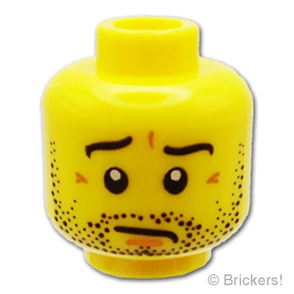 LEGO® パーツ 4656484 ミニフィグ ヘッド - 無精髭の困り顔：[Yellow / イエロー] 3626pb0684-024 
