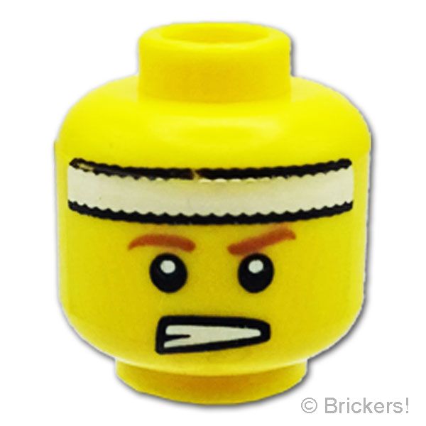 LEGO® パーツ 6000286 ミニフィグ ヘッド - 白いヘアーバンドに食いしばった顔：[Yellow / イエロー] 3626pb0695-024 
