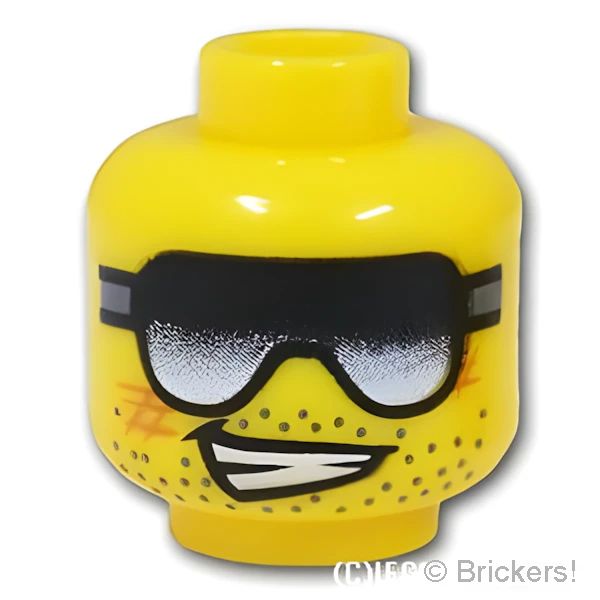 LEGO® パーツ 6005363/6022471 ミニフィグ デュアルヘッド - 傷だらけの顔 / サングラスのニヤリ：[Yellow / イエロー] 3626pb0750-024 