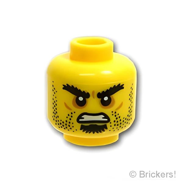 LEGO® パーツ 6038472 ミニフィグ デュアルヘッド - あごひげと無精ひげとふさふさ眉毛：[Yellow / イエロー] 3626pb0979-024 