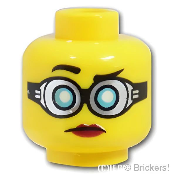 LEGO® パーツ 6081401 ミニフィグ デュアルヘッド - 丸ゴーグルの集中顔 / 達成感の笑顔：[Yellow / イエロー] 3626pb1283-024 