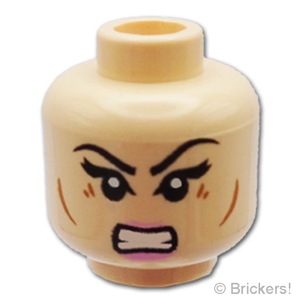 LEGO® パーツ 6072884 ミニフィグ デュアルヘッド - ピンクリップの無表情/怒り顔：[Light Nougat / ライトヌガー] 3626pb1479-283 