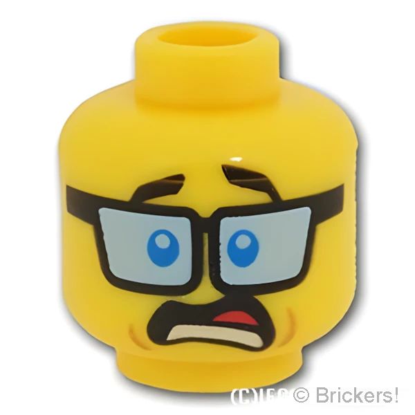 LEGO® パーツ 6182305 ミニフィグ デュアルヘッド - 薄青の眼鏡のスマイル / 恐れ顔：[Yellow / イエロー] 3626pb1841-024 