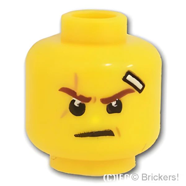 LEGO® パーツ 6190411 ミニフィグ デュアルヘッド - カイのテヘへ笑顔 / キリリ顔：[Yellow / イエロー] 3626pb1889-024 