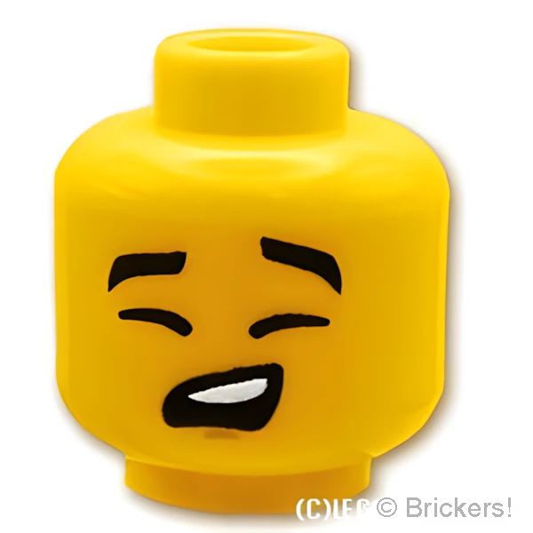 LEGO® パーツ 6215170 ミニフィグ デュアルヘッド - 満面の笑み / 目を閉じた困り顔：[Yellow / イエロー] 3626pb1974-024 