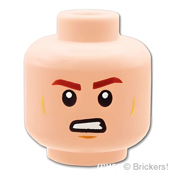 LEGO® パーツ 6223932 ミニフィグ デュアルヘッド - 落ち着いた微笑 / 気張った顔：[Light Nougat / ライトヌガー] 3626pb2108-283 