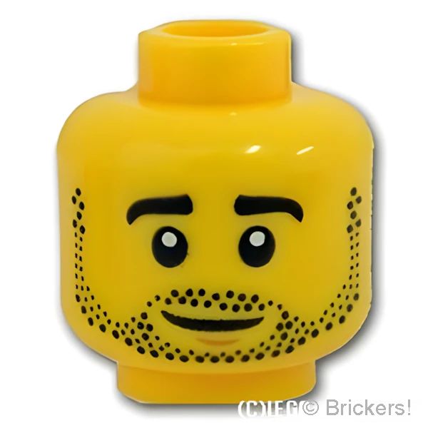LEGO® パーツ 6224208 ミニフィグ デュアルヘッド - 無精ひげの笑顔 / ヤレヤレの顔：[Yellow / イエロー] 3626pb2143-024 