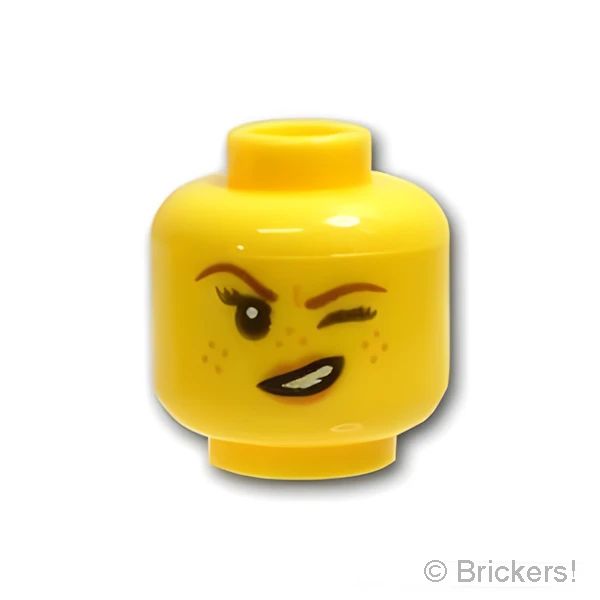 LEGO® パーツ 6223923 ミニフィグ デュアルヘッド - そばかすのニヤリ顔 / ウィンク：[Yellow / イエロー] 3626pb2145-024 