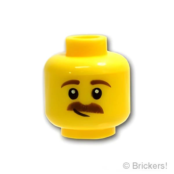 LEGO® パーツ 6226749 ミニフィグ デュアルヘッド - ブラウン眉毛と口ひげの大笑い / ニヤリ顔：[Yellow / イエロー] 3626pb2148-024 