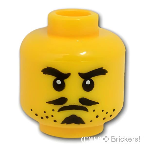 LEGO® パーツ 6228847 ミニフィグ デュアルヘッド - スマイル / キリリ顔のちょびひげのおじさん：[Yellow / イエロー] 3626pb2205-024 