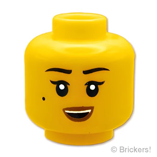 LEGO® パーツ 6253840 ミニフィグ デュアルヘッド - つり眉にキリリ顔/口を開けたニヤニヤ顔：[Yellow / イエロー] 3626pb2249-024 