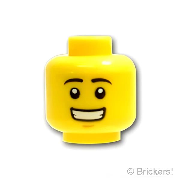 LEGO® パーツ 6256543 ミニフィグ デュアルヘッド - 黒い眉毛のニヤリ顔 / スマイル：[Yellow / イエロー] 3626pb2308-024 