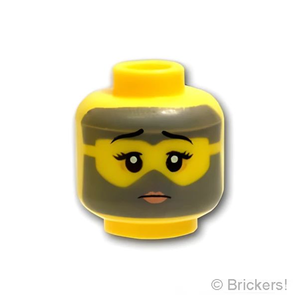 LEGO® パーツ 6267989 ミニフィグ デュアルヘッド - ライトブルーゴーグルのニヤリ顔 / 汚れた顔：[Yellow / イエロー] 3626pb2387-024 