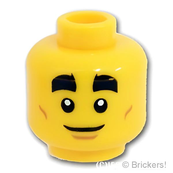 LEGO® パーツ 6271407 ミニフィグ デュアルヘッド - サングラスの笑顔 / 太い眉のスマイル：[Yellow / イエロー] 3626pb2396-024 
