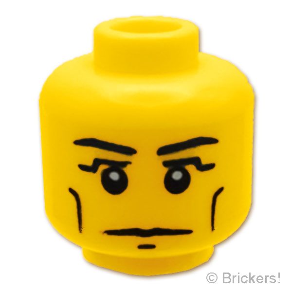 LEGO® パーツ - ミニフィグ ヘッド - 少し不機嫌そうな顔：[Yellow / イエロー] 3626pb2406-024 