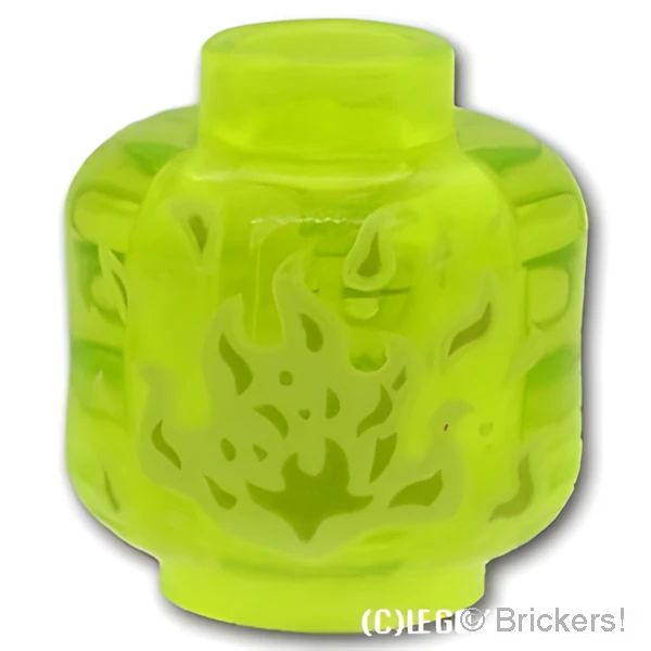 LEGO® パーツ 6273602/6300201 ミニフィグ デュアルヘッド - ゲジゲジ眉毛とひげのスライムマウスゴースト(ベントスタッド)：[Tr,Neon Green / トランスネオングリーン(蛍光)] 3626pb2449-049 